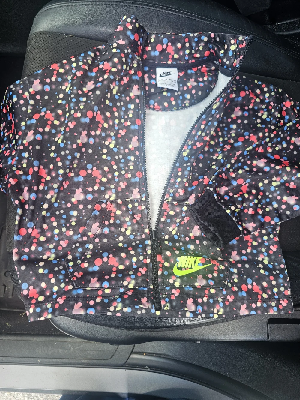 Nike Black Hooded Jacket with Multicolor Dot Print